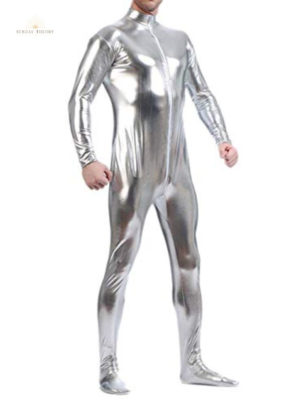 Metallic Spandex Bodysuit Unisex Shiny Front Zipper Zentai Cosplay Costume